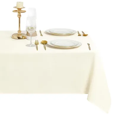 Productafbeelding van Linnenlook tafelkleed, champagnekleurig, 160x320 cm, afwasbaar, rechthoekig, polyester