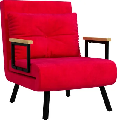 Produktbild von HOMCOM Schlafsofa mit 5-fach verstellbarer Rückenlehne, Klappbares Schlafsofa mit Kissen fürs Wohnzimmer, aus gepolstertem Stoff und Holz, Rot