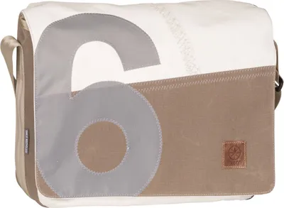 Produktbild von Laptoptasche Schultertasche Barkasse Weiß Taupe Hellgrau, Recycling Segeltuch
