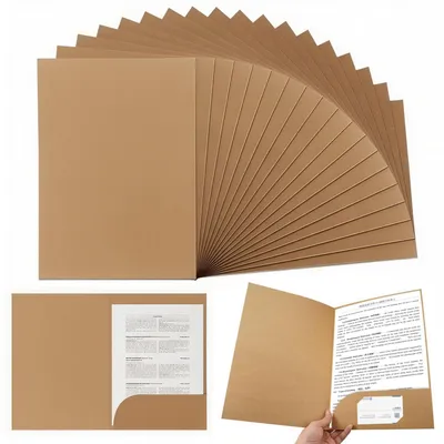 Produktbild von Dokumentenmappen Kraftpapier A4 Braun 20 Stück mit Visitenkartenfach