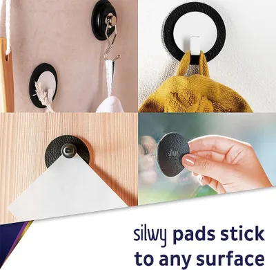 Produktbild von Silwy Magnet-Haken CLEVER WHITE inkl. Metall-Nano-Gel-Pad BLACK