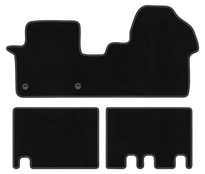 Produktbild von Velours-Fußmatten für Citroen Jumpy III 2018- (2 Sitzreihen) – 4-tlg, Schwarz, passgenau – Wielganizator BASIC