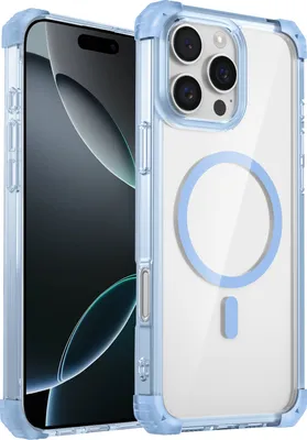 Produktbild von Magnetisch Hülle für iPhone 16 Pro Max Kompatibel mit Magsafe Stoßfest Militärschutz Transparente Handyhülle Blau