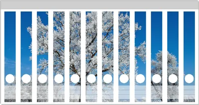 Produktbild von Wallario Ordnerrücken Sticker, selbstklebend für schmale Ordner, 12 Stück, Motiv Schneebedeckter Baum mit blauen Himmel