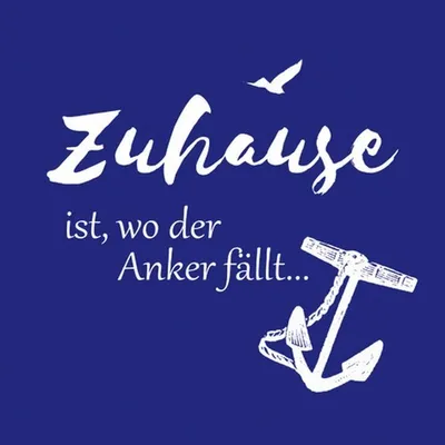Produktbild von Servietten Papier 33x33cm 3-lagig Spruch mit Anker 20 Stück Blau/Weiß