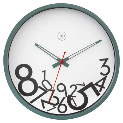 Produktbild von Geräuschlose Wanduhr 30 cm Grün Weiß mit heruntergefallenen Ziffern
