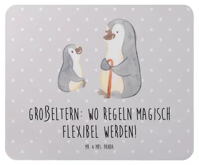 Produktbild von Mr. & Mrs. Panda Mouse Pad Großeltern Magie - Grau Pastell - Geschenk, Enkelkinder, Familienmitglieder, einzigartige Designs, Familienleben, Flexibilität, Mousepad