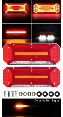 Produktbild von Komplettset LED-Stopleuchten, 5 Funktionen, mit dynamischem Laufblinker, 12 - 24 V, 346 mm x 130 mm