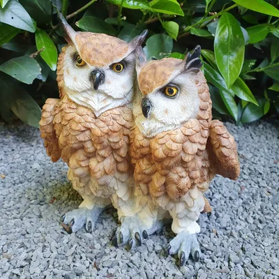 Immagine prodotto di Statua da giardino coppia di gufi marroni 19 cm