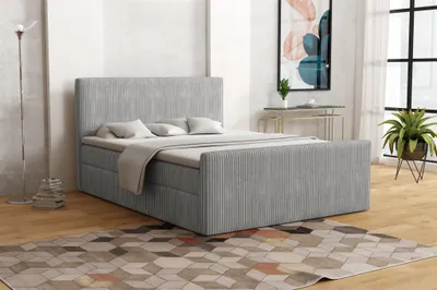 Produktbild von Boxspringbett Schlafzimmerbett IKAROS 140x200cm in Stoff Poso Hellgrau