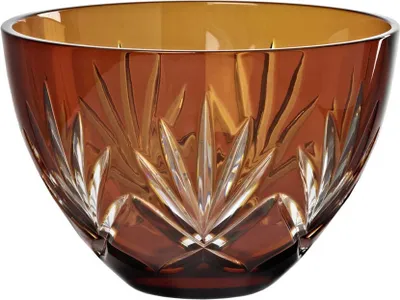 Produktbild von Glasschale orange mit Schliff 22 cm, aus Bleikristall