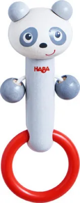 Produktbild von HABA Klangpanda Babyspielzeug, klappernd, mit Klangstab, 15 cm hoch, 6 cm breit, 4,5 cm tief