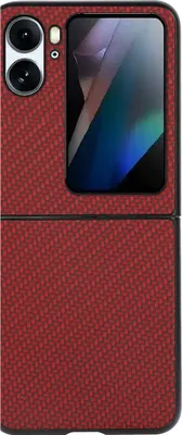 Produktbild von Mobigear Carbon  OPPO Find N2 Flip Hülle Hardcase Backcover - Rot