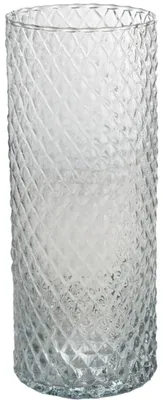 Glas-Zylindervase, klar, 10x10x25 cm, Diamantdesign
