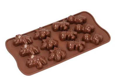 Produktbild von Schokoladenform Pralinenform Backform Silikon DINOSAURIER 3x4=12 Mulden a 8ml Lebensmittelecht BPA-frei für Backofen/Mikrowelle/Gefrierschrank