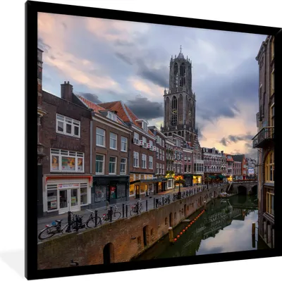 Produktbild von MuchoWow® Gerahmtes Poster Wasser - Utrecht - Luft 40x40 cm - Poster mit Schwarzem Bilderrahmen Wandposter Rahmen Foto Bilder - Mit Rahmen - Wanddekoration Schlafzimmer