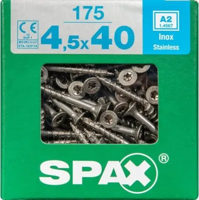 Obrázok produktu pre SPAX 4197000450406, Skrutka, Nerezová oceľ, Drevo, plochá hlava, Torx, Nerezová oceľ