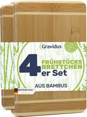 Produktbild von Bambus Frühstücksbrettchen Schneidebretter Set, Menge:4