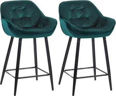 Imagen del producto de Juego de 2 taburetes de bar – Taburetes – alto confort de asiento y diseño elegante | Color: verde oscuro
