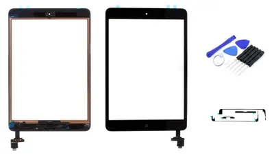 Produktbild von Touchscreen Set für iPad Mini Reparatur mit vorinstalliertem Home Button und Werkzeugset