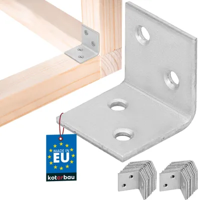 Zdjęcie produktu dla KOTARBAU® Zestaw 25 łączników kątowych Wytrzymały kątownik 25 x 25 x 25 mm ze stali ocynkowanej Kątownik stalowy Stabilny Trwały łącznik belki Srebrny