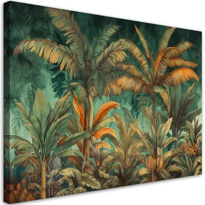 Produktbild von Leinwandbild Palmen in der Dschungellandschaft 90x60 Feeby Grün bild für die wand bereit zum aufhängen