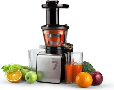 Image de Nature7 Centrifugeuse SJ250ST, Extracteur de jus, Slow Juicer, Acier inoxydable, 250W, 85 t/min, 80% de rendement en jus, sans BPA