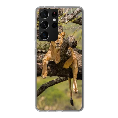 Produktbild von MuchoWow® Handyhülle Schutzhülle Hülle für Samsung Galaxy S21 Ultra Löwe - Baum - Braun Silikon Softcase Handy Hülle - Mobiltelefon