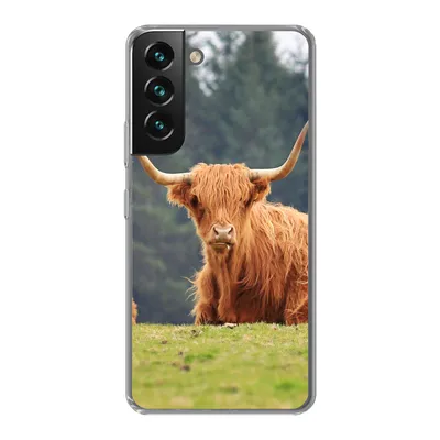 Produktbild von MuchoWow® Handyhülle Schutzhülle Hülle für Samsung Galaxy S22 Plus Schottische Highlander - Gras - Wald Silikon Softcase Handy Hülle - Schutzabdeckung