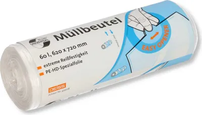 Produktbild von Müllbeutel DEISS Universal Plus 60 L transparent Müllsäcke Abfallsack Abfallbeutel