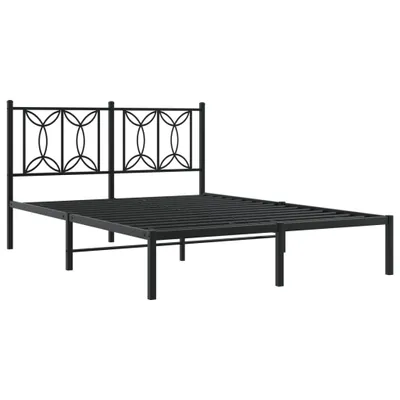 Produktbild von Bettgestell mit Kopfteil Metall Schwarz 140x190 cm