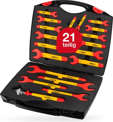 Produktbild von Wiha Einmaul-Gabelschlüssel Set isoliert 6-32 mm 21-teilges Set mit Koffer
