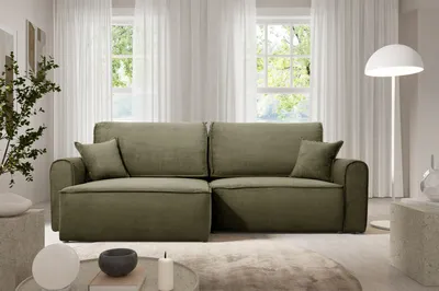 Produktbild von Furnisell Ecksofa L Form Cord Sofa "MARTIN", Olivgrün
