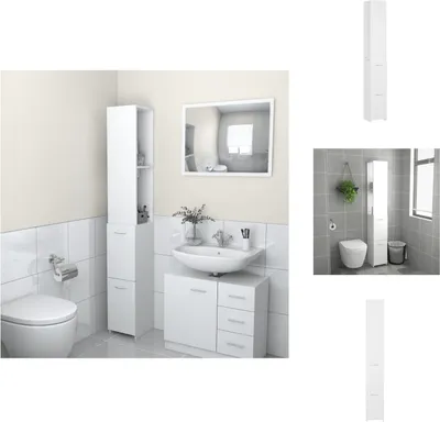 Produktbild von vidaXL Badschrank Weiß 25x26,5x170 cm Holzwerkstoff -  Badezimmermöbel-Sets