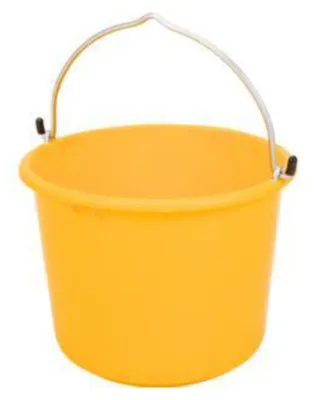 Produktbild von Eimer kranbar 20 l gelb mit Hakenbgel & L-Skala