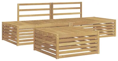 Produktbild von Modernes 4-teiliges Outdoormöbel-Set Sofagarnitur aus Akazienholz, Modulares Design, Wetterfest, Sitzhöhe 37 cm