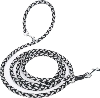Produktbild von Hundeleine mit reflektierenden Streifen - Führleine für Hunde - Nylon Doppelleine mit 2 Karabiner - 2,5m verstellbar für kleine mittelgroße Hunde