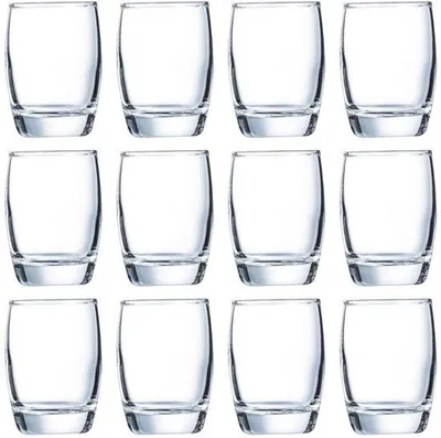 Produktbild von Unyqoos® Set mit 12 Schnapsgläsern, 60 ml - 66 mm hoch, hochwertiges Glas, spülmaschinenfest – elegantes Design für Spirituosen und Shots