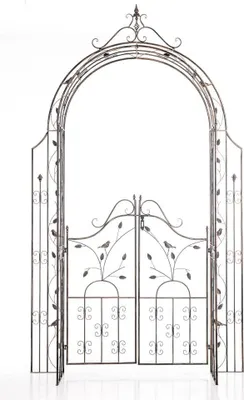 Immagine prodotto di Arco da giardino con cancello - Arco di rose - Struttura in ferro, resistente e stabile