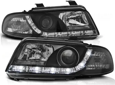 Obrázok produktu pre LED svetlomety s dizajnom denných svetiel, vhodné pre Audi A4 B5 (94–98), čierne