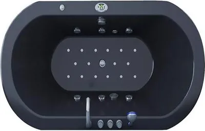 Produktbild von Whirlpool Indoor Spa Badewanne VILLA SOFIA schwarz 194 x 90 cm mit Heizung Massagedüsen LED Whirlwanne  Home Spa