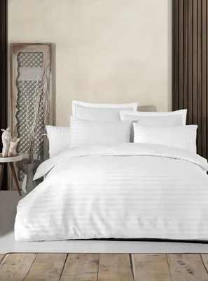 Zdjęcie produktu dla L'Essentiel Linge de Maison - Water Yollu Saten - White - Zestaw poszewek na kołdrę King size (FR) - White - 70% BAWEŁNA / 30% POLIESTER - 240 x 220 cm
