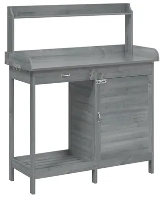 Immagine prodotto di vidaXL Tavolo per piante con mobile grigio 110,5x45x124,5 cm in legno di abete massiccio