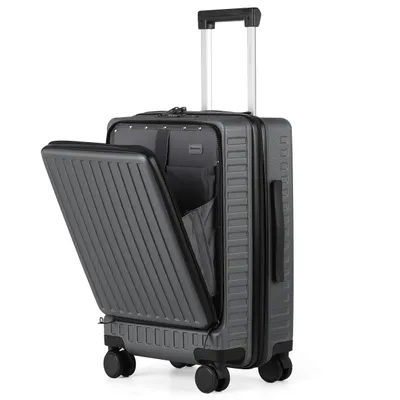Produktbild von Hartschalen-Trolley ABS Handgepäckkoffer Business-Koffer Trolleys mit TSA Schloss, Mit abschließbarer Vortasche, Laptopfach, Leichtgewicht
