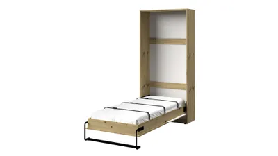 Image de Minio, lit dans l'armoire "Nantes" 90x200cm, sans matelas, Artisan chêne/blanc mat couleur