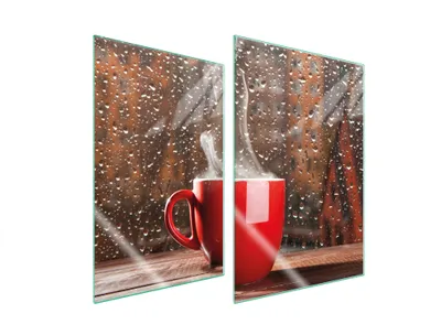 Produktbild von Herdabdeckplatten 2 teilig 35x52 Glaskeramikkochfeld Abdeckung Glas Schneidebrett Kaffee Rot