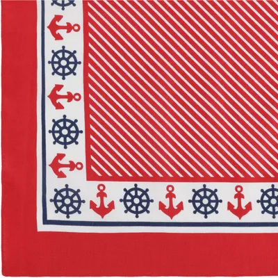 Produktbild von modAS Vierecktuch Bandana Kopftuch ca. 54x54 cm- Tuch in verschiedenen Designs und Farben aus Baumwolle in Rot mit Steuerrad und Anker
