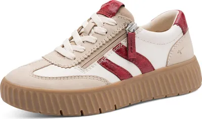 Produktbild von Tamaris Comfort Sneaker - Beige / Rot Leder/Textil : Normal : 40 Größe: 40 Weite: Normal
