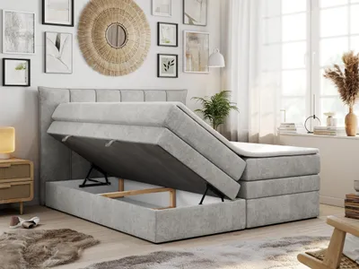 Produktbild von Boxspringbett 7-Zonen Taschenfederkernmatratze und Topper - PREMIUM-10-KING - 180x200cm - Hellgrau - H3