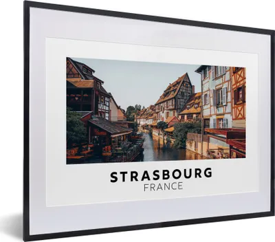 Produktbild von MuchoWow® Gerahmtes Poster Frankreich - Haus - Restaurant 40x30 cm - Poster mit Schwarzem Bilderrahmen Wandposter Rahmen Foto Bilder - Bilderrahmen - Poster im Rahmen